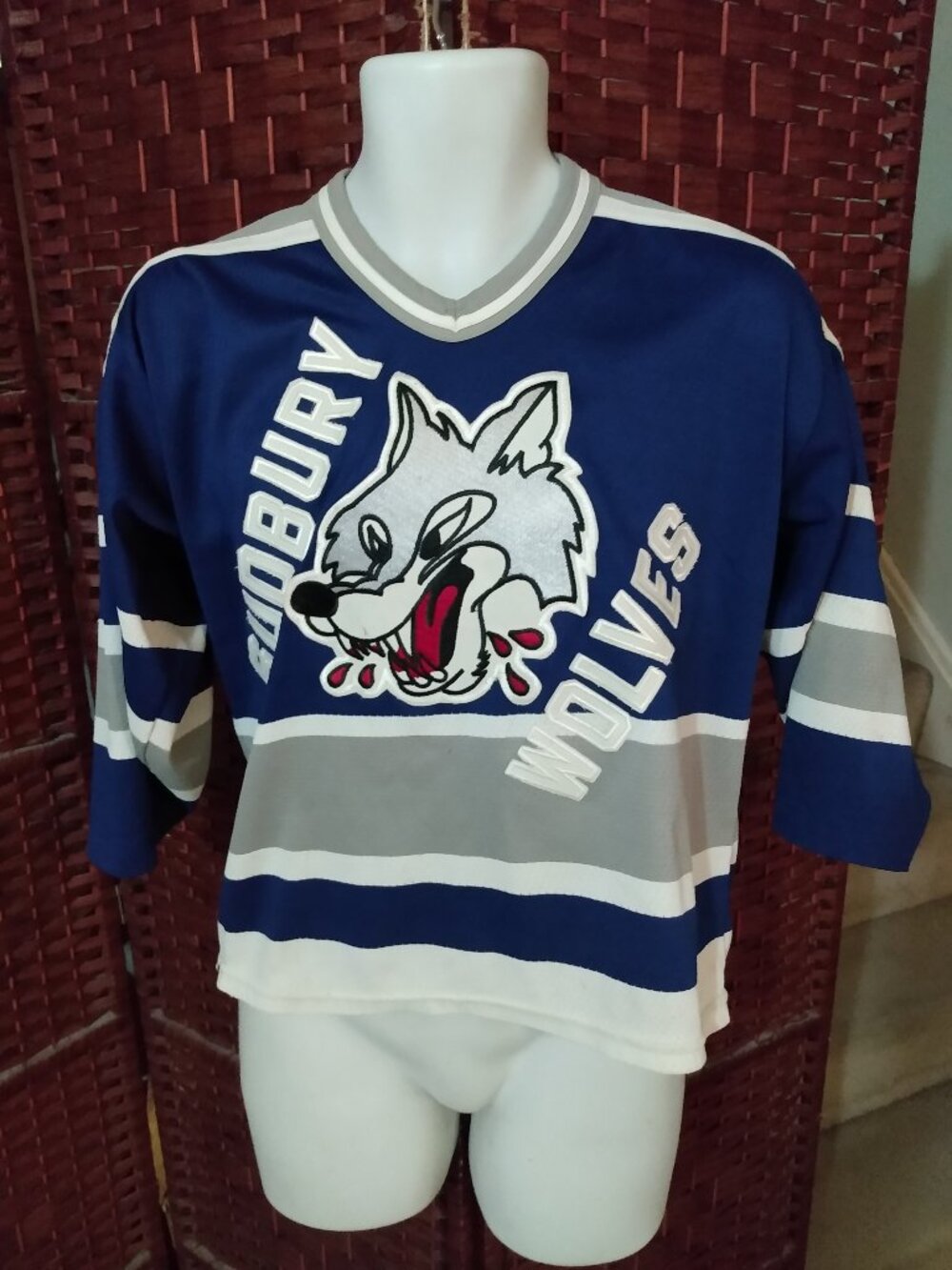Vintage CCM Maska Sudbury Wolves Hockey Jersey youth Boys XL